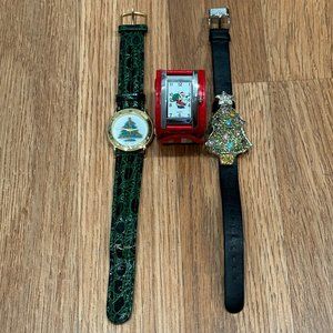 Vintage Women Wristwatch and Bracelet Lot-Christmas Themed!